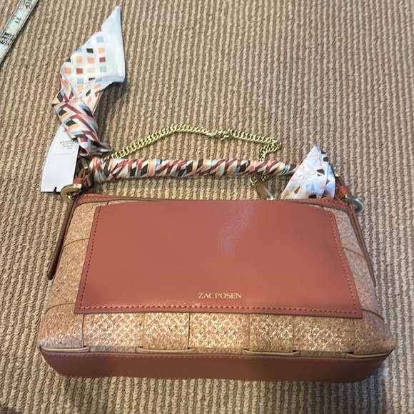 NWT ZAC POSEN zip top crossbody in cork auburn color - Picture 8 of 12